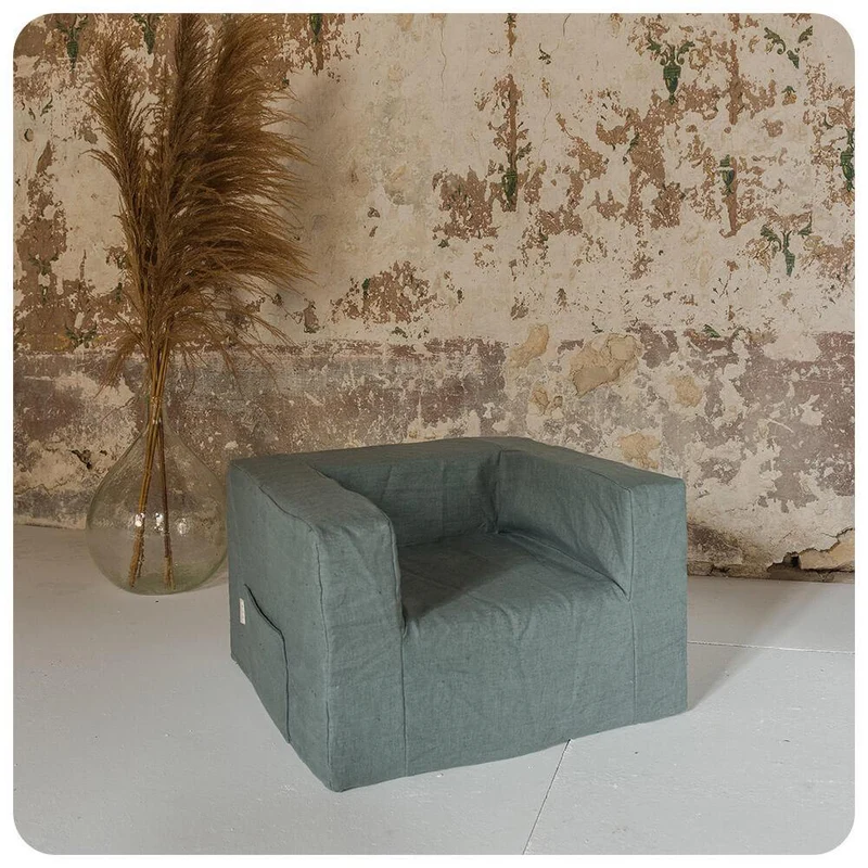 Maison Baba Baba Washed Linen Lounge Chair Blue