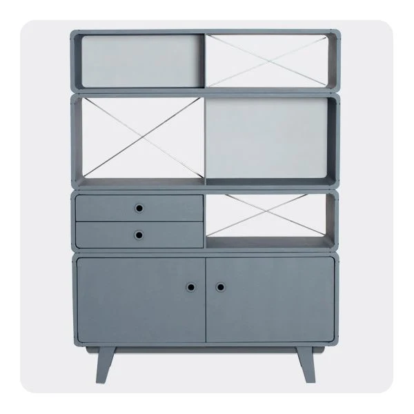 Laurette Bibliothèque Enigme Drawer & Shelf Mouse Grey / Grey (Pre-Order; Est. Delivery in 3-4 Months)