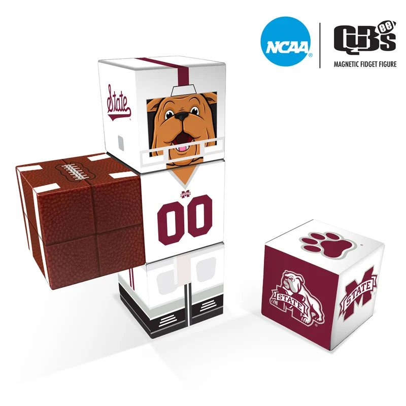 MISSISSIPPI STATE BULLDOGS Magnetic Qubees Fidget Building Cubes Away Jersey