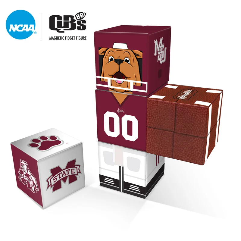 MISSISSIPPI STATE BULLDOGS Magnetic Qubees Fidget Building Cubes Home Jersey