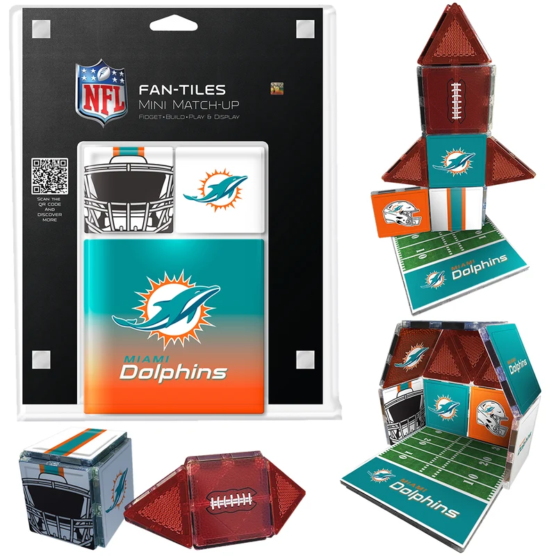 Miami Dolphins Fan Mini Tiles 17 Piece Set