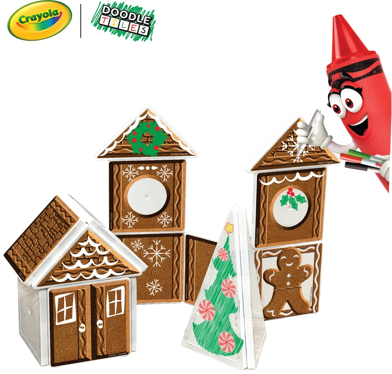 Crayola Doodle Holiday Gingerbread House 24-Piece Magnetic Building Set
