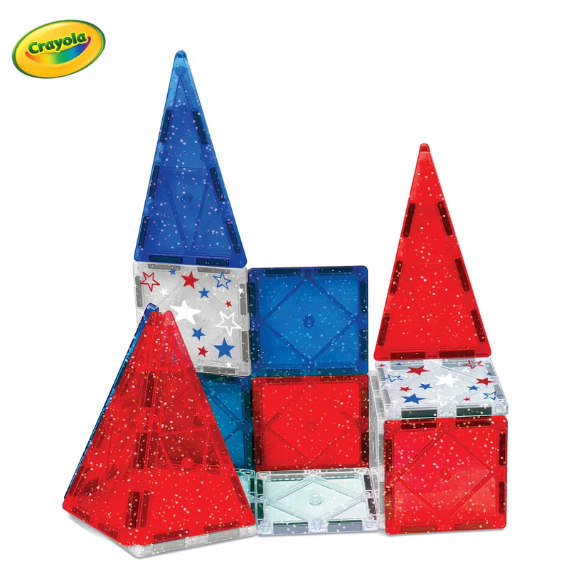 Crayola Red, White & Blue Glitter Magnetic Tiles 14-Piece Set