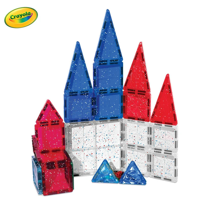 Crayola Red, White & Blue Glitter Mini pip-Tiles 27-Piece Magnetic Building Set