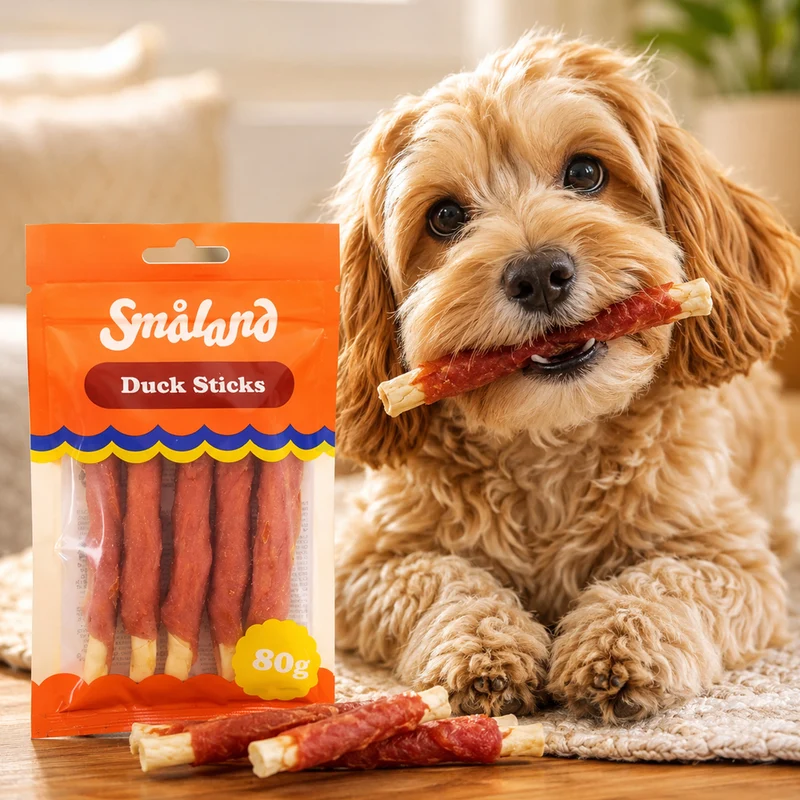 Småland Duck Sticks 80g (Tuggeben till hundar)