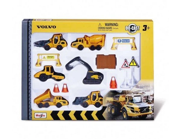 Set med byggfordon - Volvo - 6 st