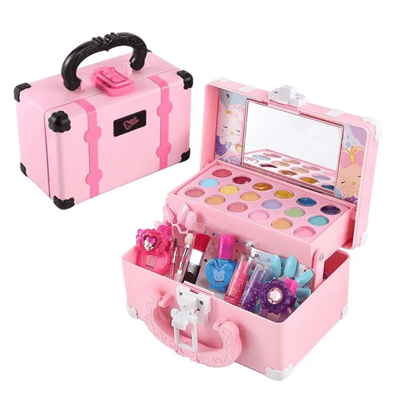 Barn Sminkset i Färgglad Plast | Tvättbar & Giftfri Sminkleksak för Barn – Fantasifull Lek & Perfekt Present för Flickor 3+