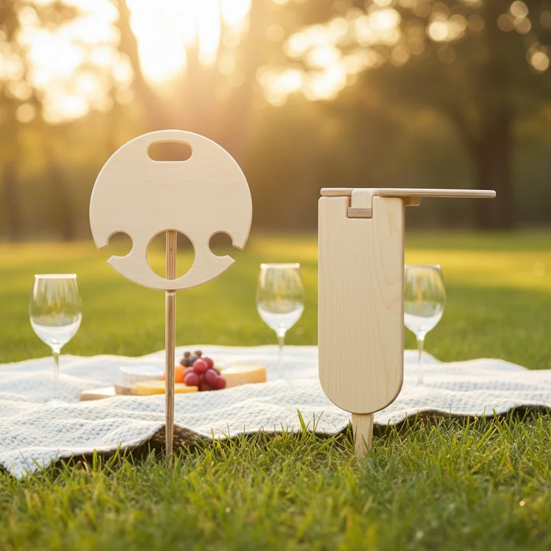 Bærbart Vinbord i Træ til Udendørs Hygge og Picnic
