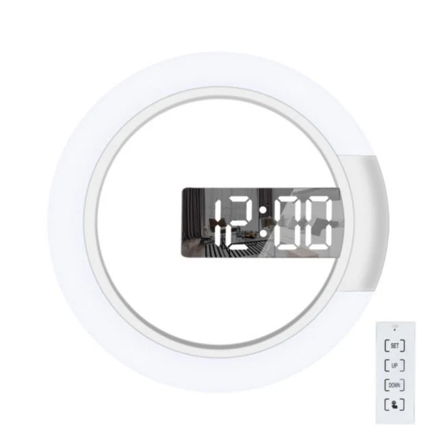 Moderne Vægur med LED-lys i Hvidt Aluminium, 30,5 cm