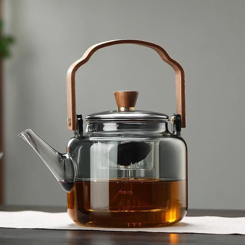 Elegant Teekande i Træ og Glas - Perfekt til Teentusiaster
