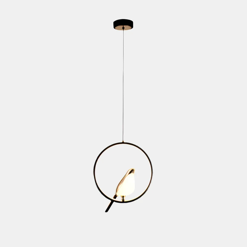 Elegant 360° roterbar pendel med fuglemotiv til moderne hjem