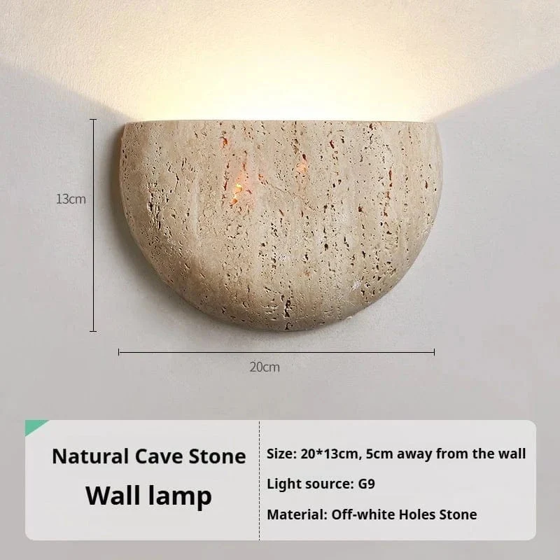 Elegant LED Væglampe i Natursten - Moderne Halvmåneform