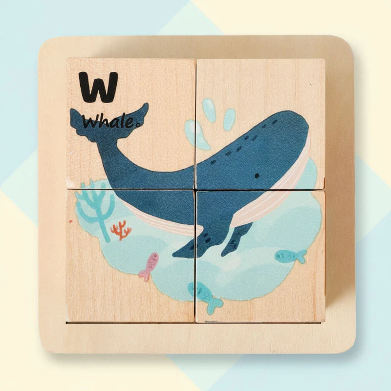 WoodMind – Kreativt och lärorikt – 6-i-1 Montessori djurpussel i trä