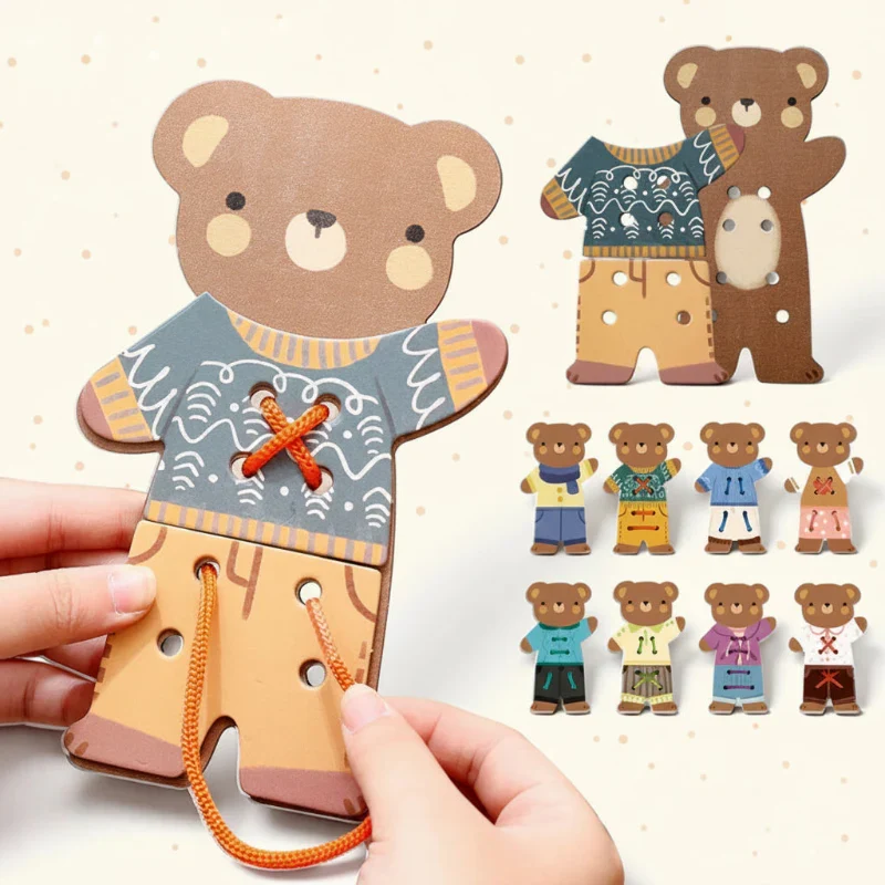 ThreadBear – Söt & pedagogisk – Montessori-trädleksak Björn