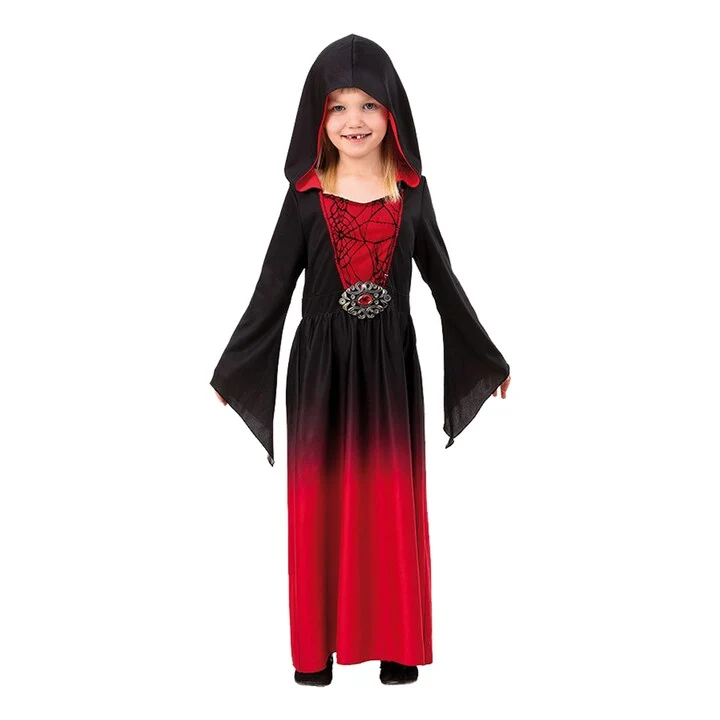 Halloween röd klänning med huva