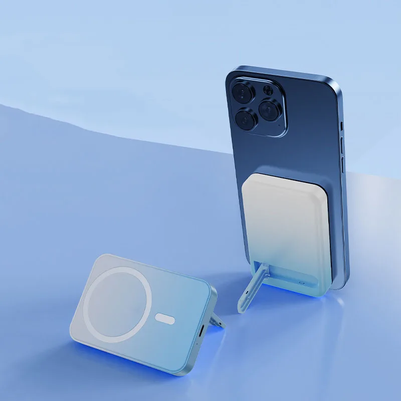 Trådløs magnetisk powerbank med støttefod