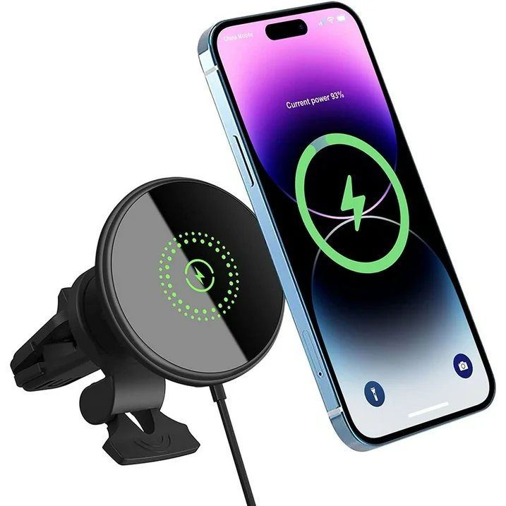 Trådløs biloplader med magnetisk telefonholder, bilmontering