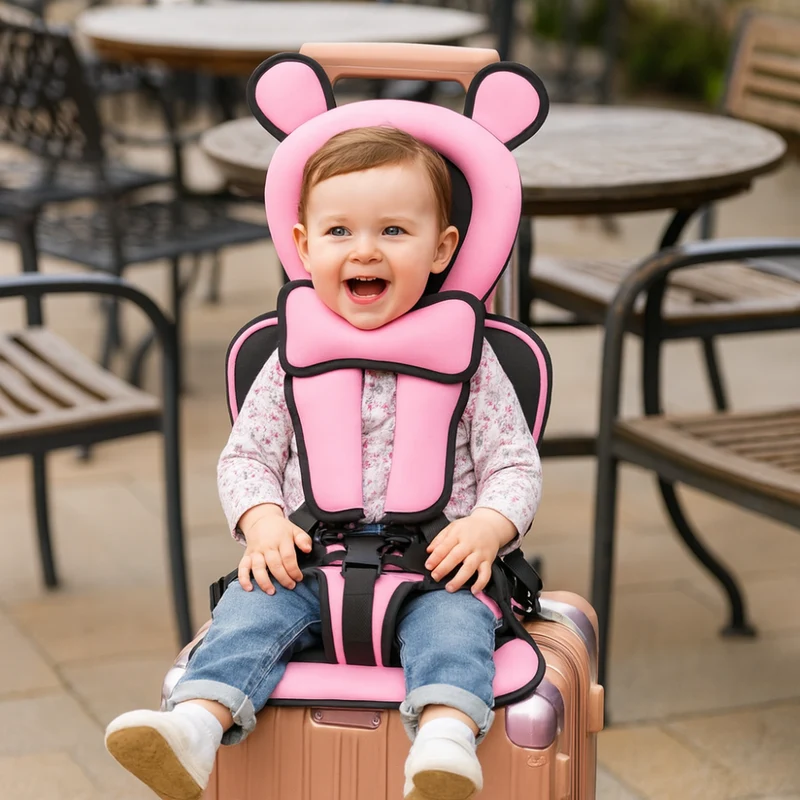 Bærbar babysæde sele til rejser, bil & fly, sikker og sammenklappelig