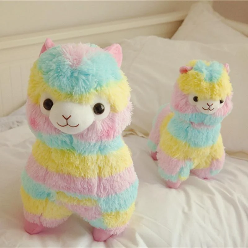 Blød Regenbogen Alpaka Plush Legetøj til Børn og Spædbørn