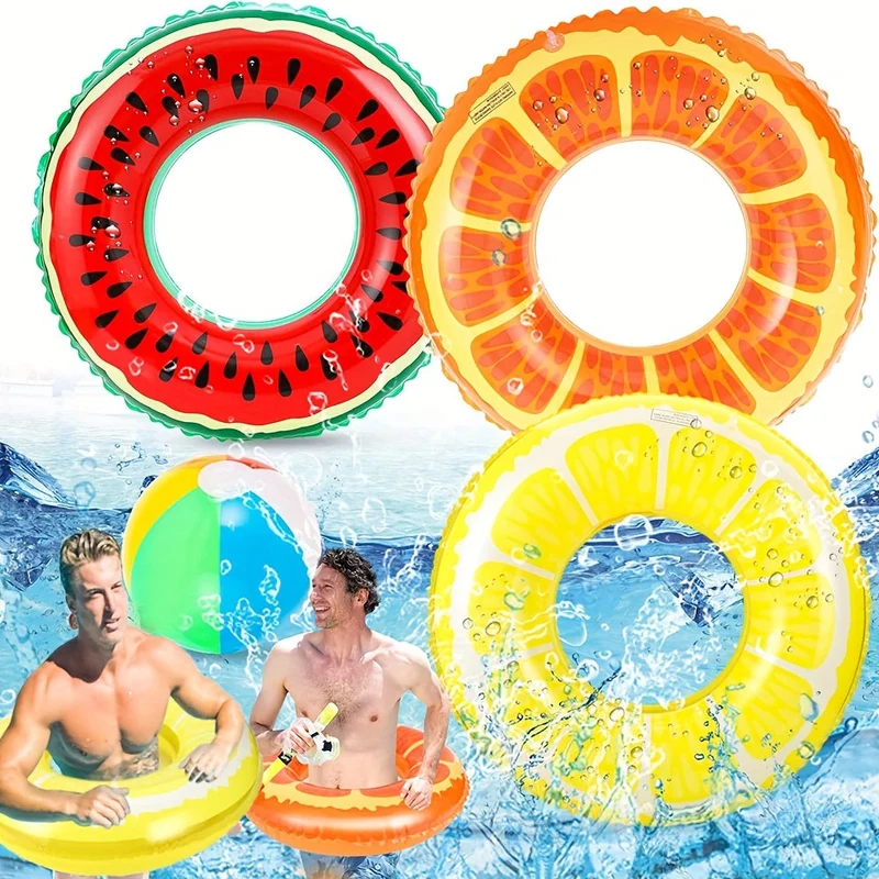 Frugt-tema oppustelige svømmeleg med 3 holdbare ringe