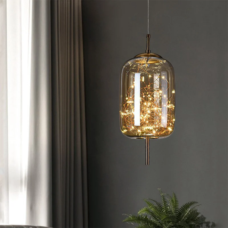 Pendellampa Glas Modern LED Taklampa