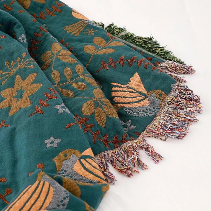 Skandinavisk Reversibel Plaid med Fuglemotiv