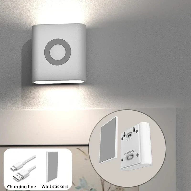 Opladdningsbar Trådlös Rörelsesensor LED Nattlampa – 4-pack för Sovrum, Trappa och Garderob