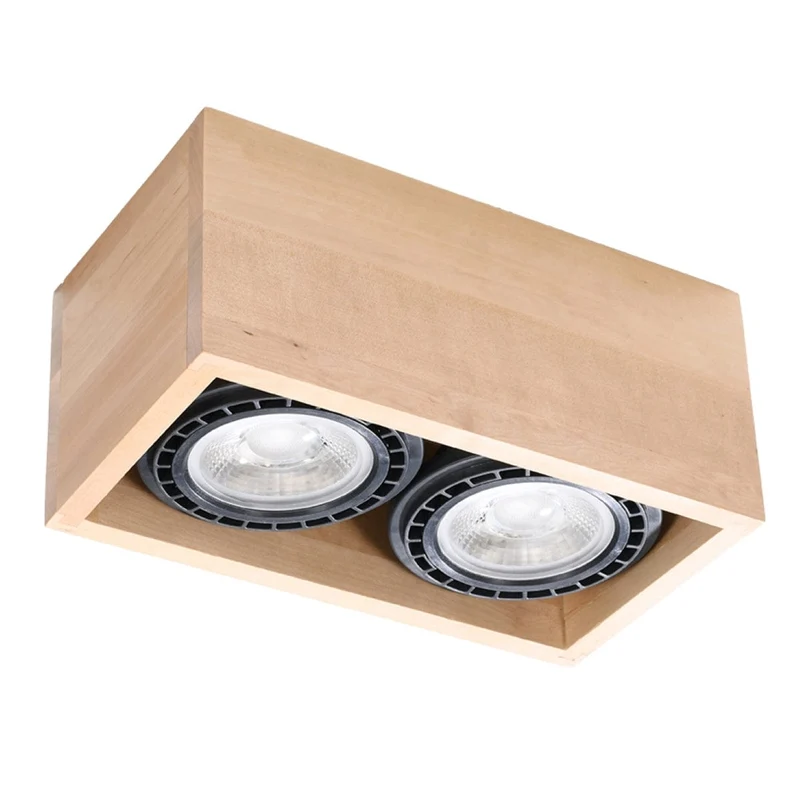 QUATRO 2 Naturlig Trä Taklampa - Minimalistisk Design - Träkonstruktion - Lätt att Rengöra - Utbytbara GU10 Ljuskällor - Lämplig för Olika Interiörer