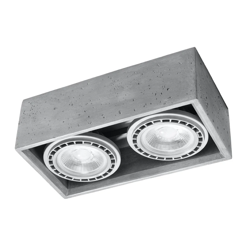 QUATRO 2 Betong Taklampa - Minimalistisk Design - Betongkonstruktion - Lätt att Rengöra - Utbytbara GU10 Glödlampor - Perfekt för Loft eller Industriella Interiörer