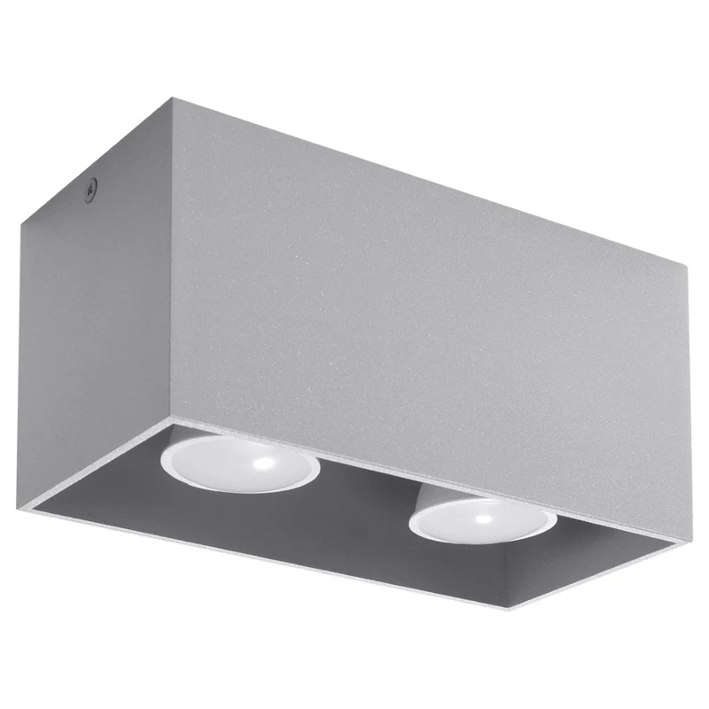 QUAD MAXI Taklampa - Grå - Modern Aluminiumdesign - Utbytbara GU10-lampor - Minimalistisk Stil - Ytmontering - Lätt att Rengöra