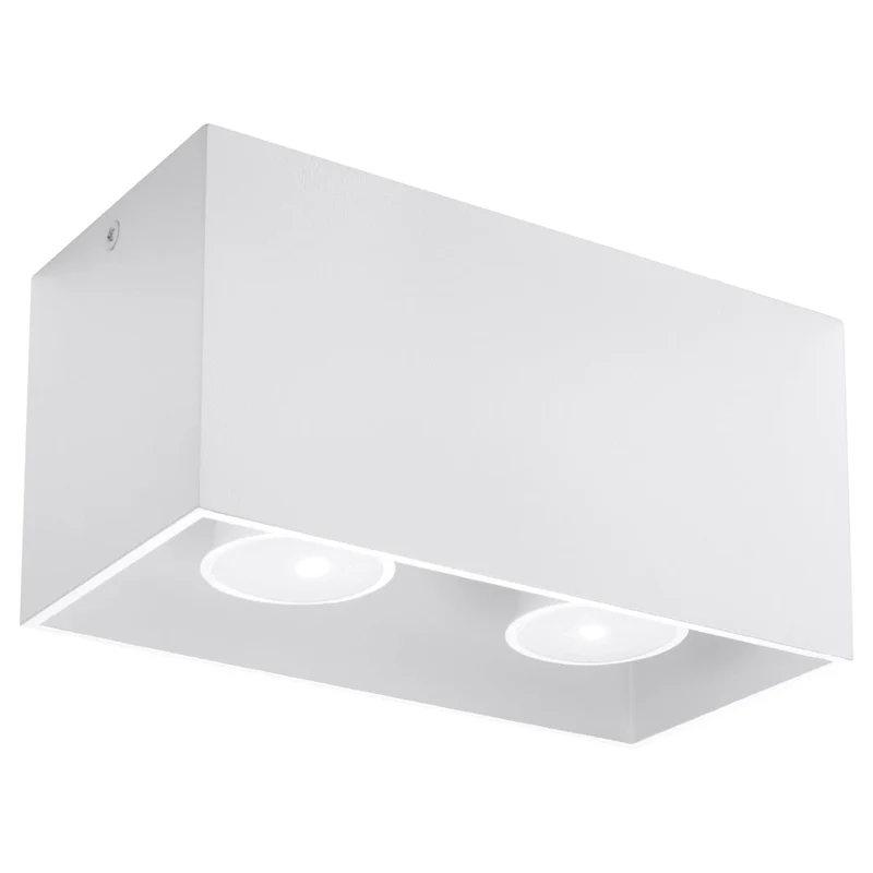 QUAD MAXI Taklampa - Vit - Modern Aluminiumdesign - Utbytbar GU10 Lampa - Minimalistisk Stil - Ytmontering - Lätt att Rengöra