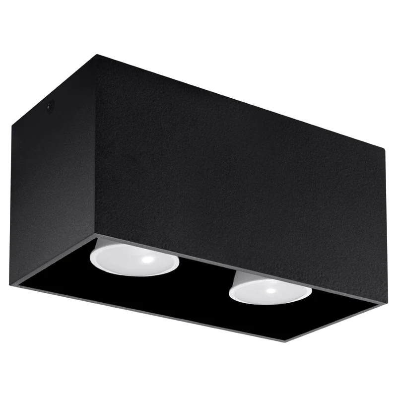 QUAD MAXI Taklampa - Svart - Modern Aluminiumdesign - Utbytbara GU10-lampor - Minimalistisk Stil - Ytmontering - Lätt att Rengöra