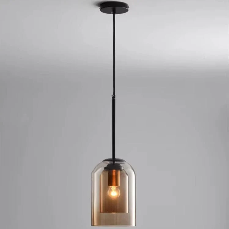 Postmodern Pendelampa – Dubbel Glas Skärm – Modern Design - Ideal För Kök - Matrum - Sovrum - LED Kompatibel