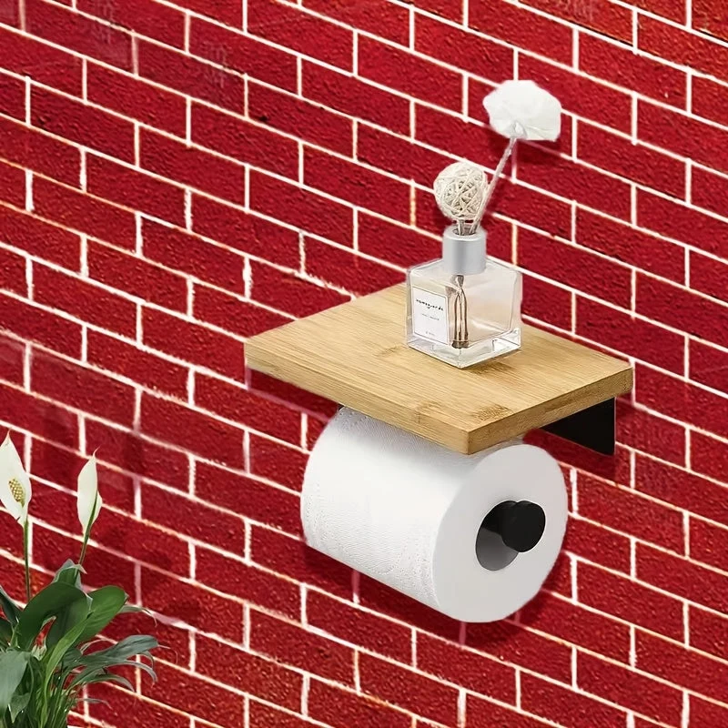 Træholdere til toiletpapir med hylde – Perfekt til vægmontering