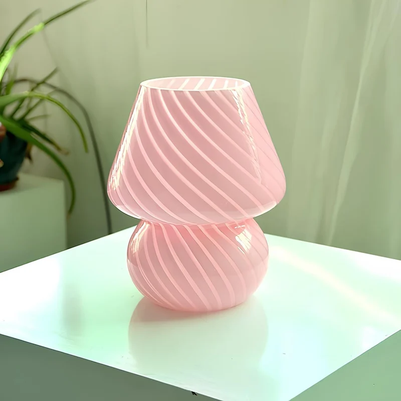 Hand-blåst glas svampbordslampa