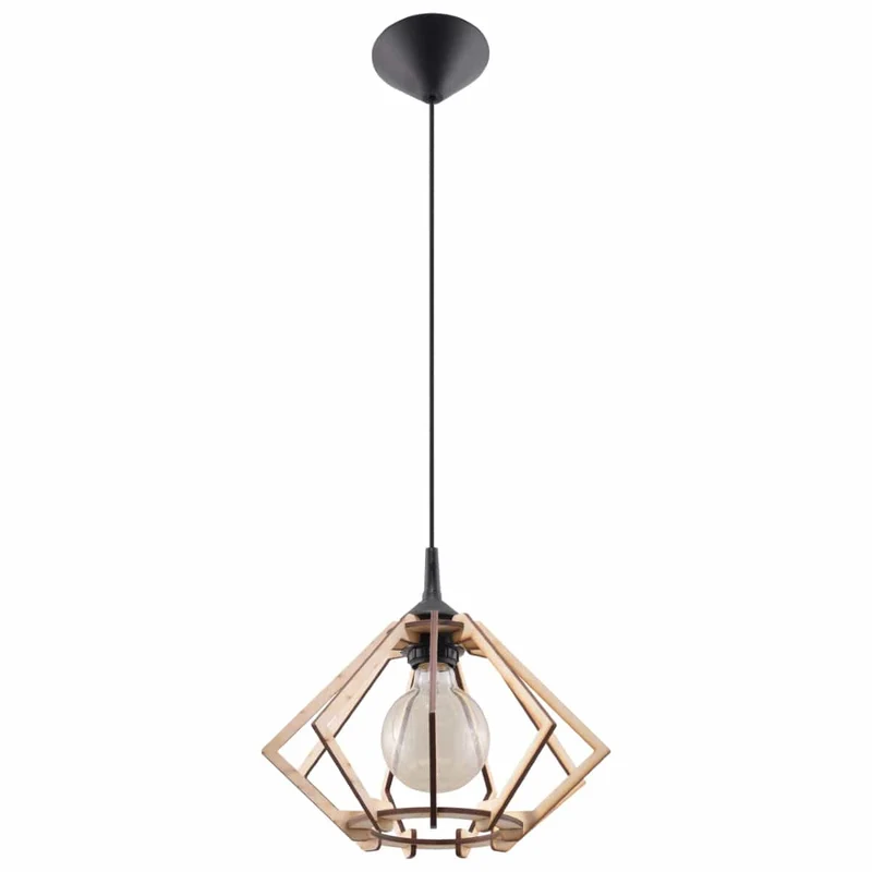 POMPELMO Hänglampa – Naturlig Träskärm – Justerbar Höjd – Modern Design – Lätt att Rengöra – E27 Lampkompatibel – Idealisk för Olika Interiörer