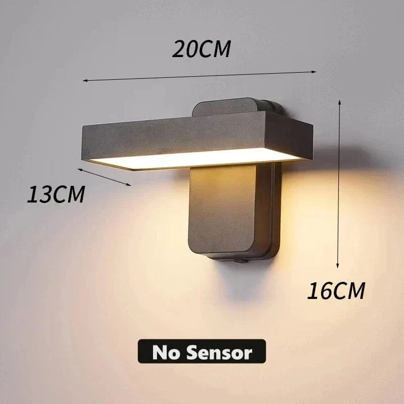 PIR Rörelsesensor Utomhus Vägglampa - Rotterbar Design - IP65 Vattentålig - Varm Vit - Justerbar Längd - Aluminium Och Glas