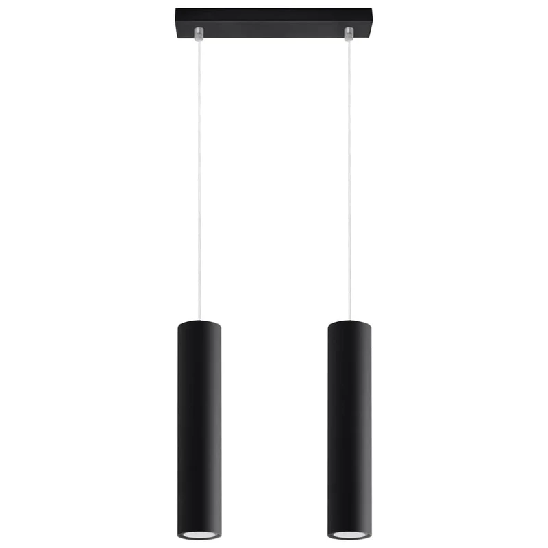 Pendellampa Lagos 2 Svart - Modern Hängande Lampa - Justerbar Höjd - GU10 Glödlampa Kompatibel - Hållbar Pulverlackerad Stålskärm