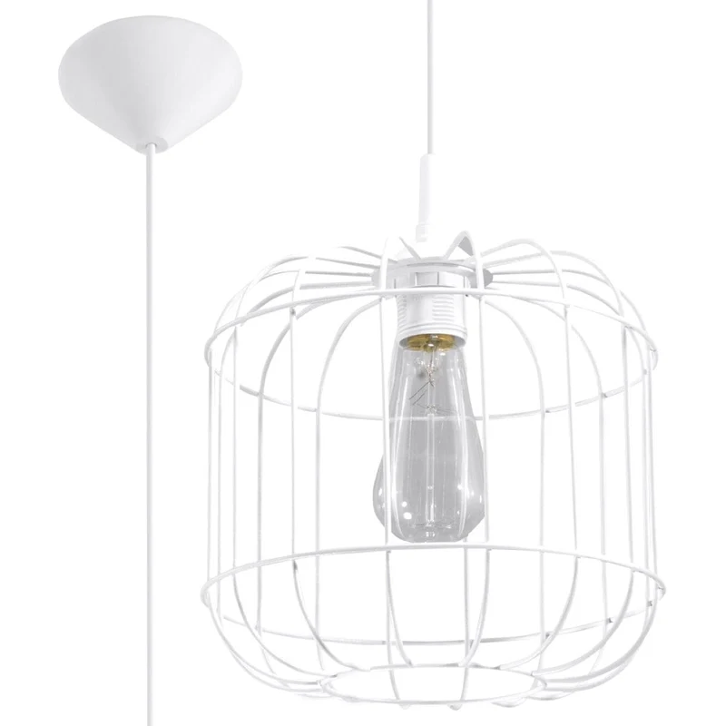 Pendellampa Celta Vit - Modern Geometrisk Design - Justerbar Hänghöjd - Utbytbar E27-lampa - Elegant och Mångsidig Belysningslösning