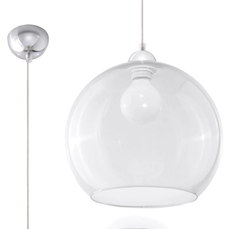 Pendellampa Boll - Transparent Glasbollampa - Elegant Hängande Ljus - 8 Färgval - Utbyttbar E27 Lampa - Jämn Ljusspridning - Lätt att Rengöra