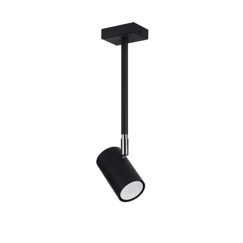 NORANO Taklampa Svart - Justerbar Ljusdirection - Minimalistisk Design - Tillverkad i Polen - Tidlös Svart med Kromdetaljer - Funktionell och Stilren