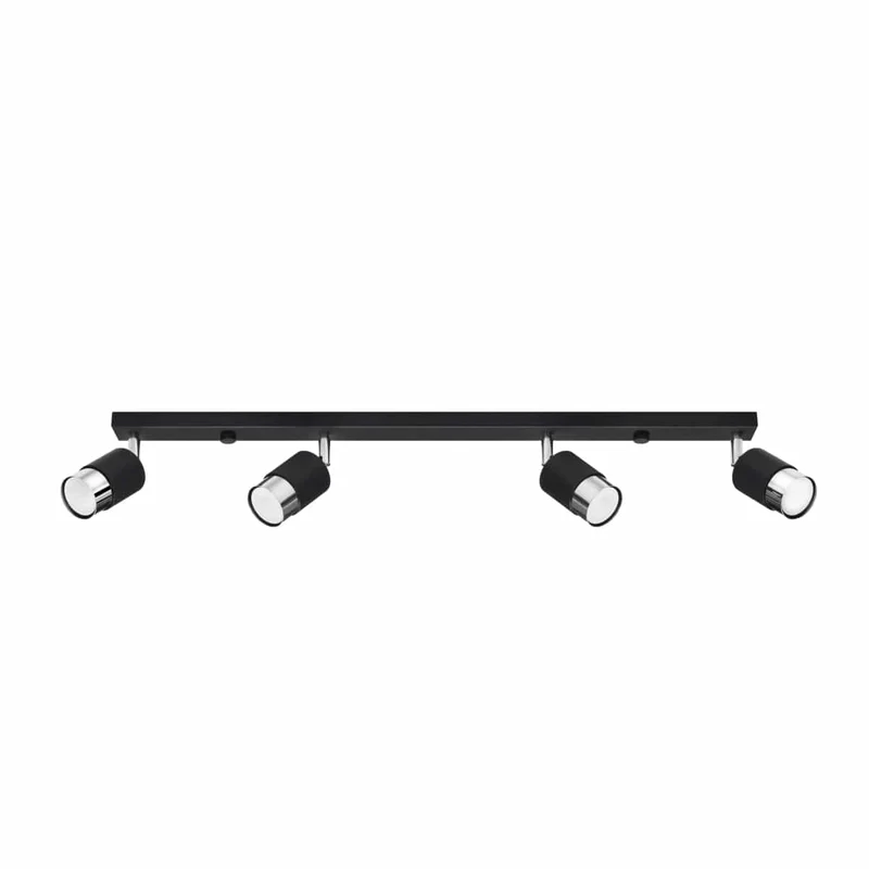 NERO Taklampa 4 Svart/Krom - Modern Loftdesign - Justerbara Armar - Kompatibel med GU10 Glödlampor - Högkvalitativt Stål - Stilren och Funktionell