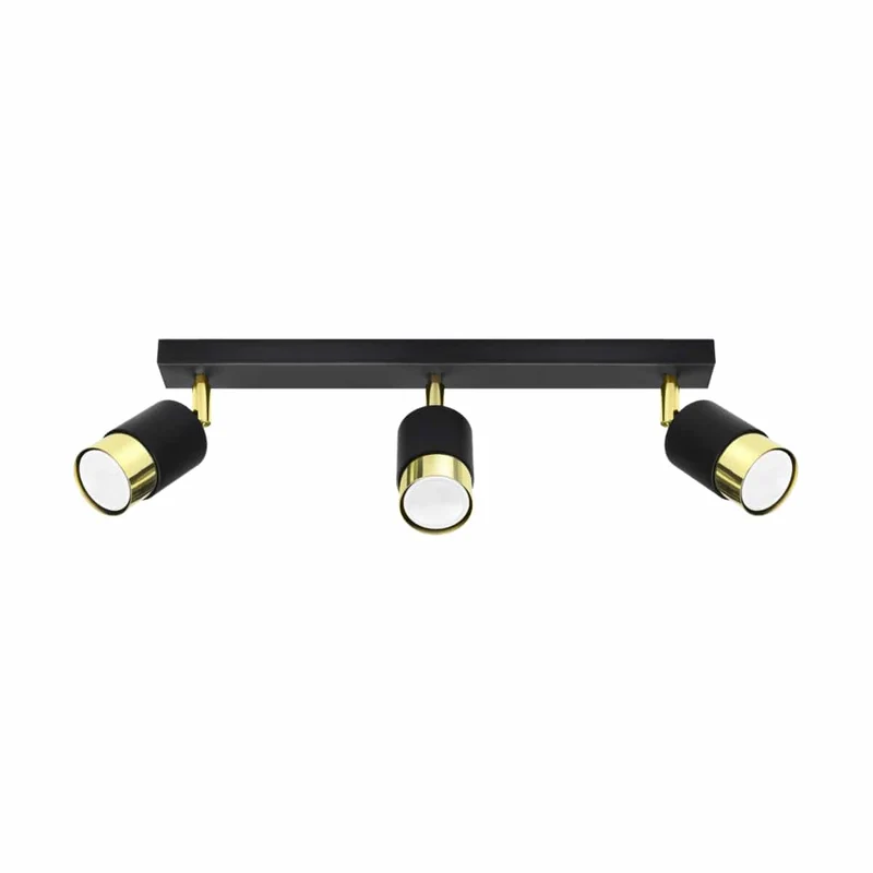 NERO Taklampa 3 Svart/Guld - Modern Loftdesign - Justerbara Armar - Kompatibel med GU10-lampor - Högkvalitativt Stål - Stylig och Funktionell