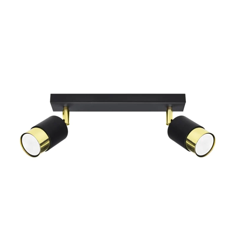 NERO Taklampa 2 Svart/Guld - Modern Loftdesign - Justerbara Armar - Kompatibel med GU10 Glödlampor - Högkvalitativt Stål - Stilig och Funktionell
