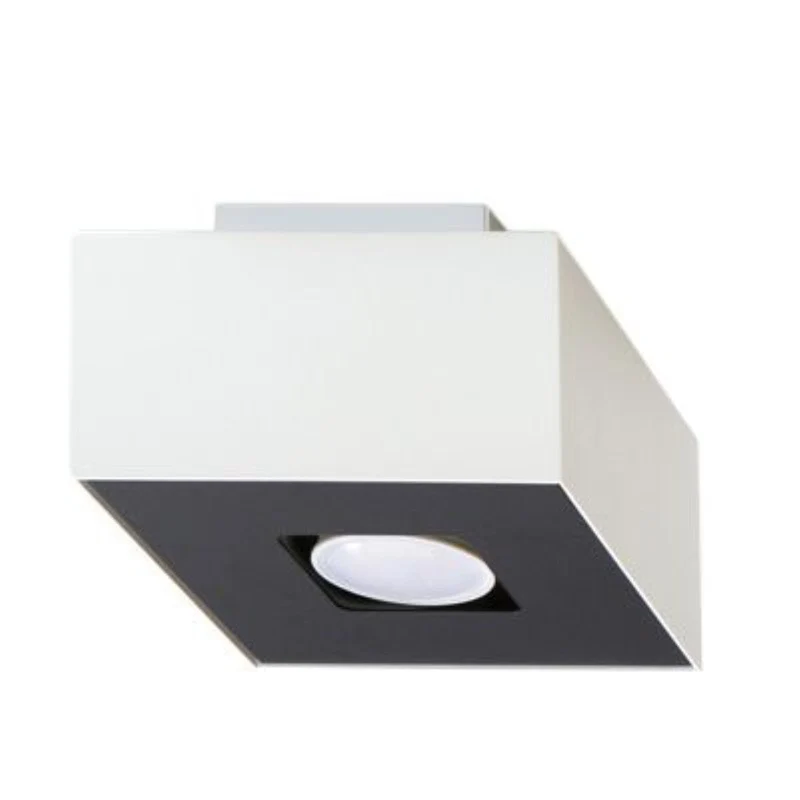 Mono Taklampa - GU10 Lampa, Minimalistisk Stål Design, Vit/ Svart, 14x14x11 cm