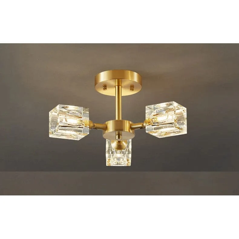 Modern guld kristallkrona – G9-baserad semi flush mount taklampa för vardagsrum, matsal, kök