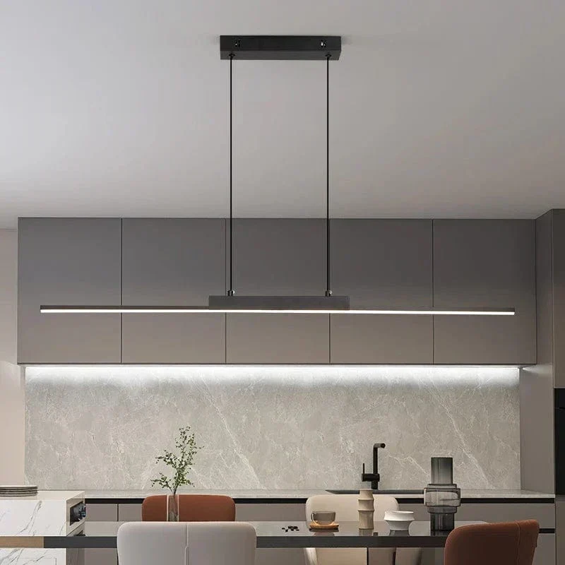 Modern svart taklampa med justerbar höjd – minimalistisk design - aluminium och silikon - perfekt för kök och matsal
