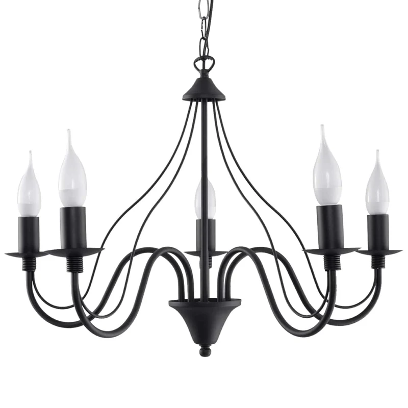 Minerwa Kandelaber - 5-armad Kandelaber Design - E14 - Svart Stål Finish - K Klassisk Elegans