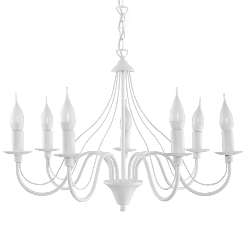 Minerwa 7-Ljus Vit Stål Kandelaber - Klassisk Kandelabr Design, E14 LED Kompatibel