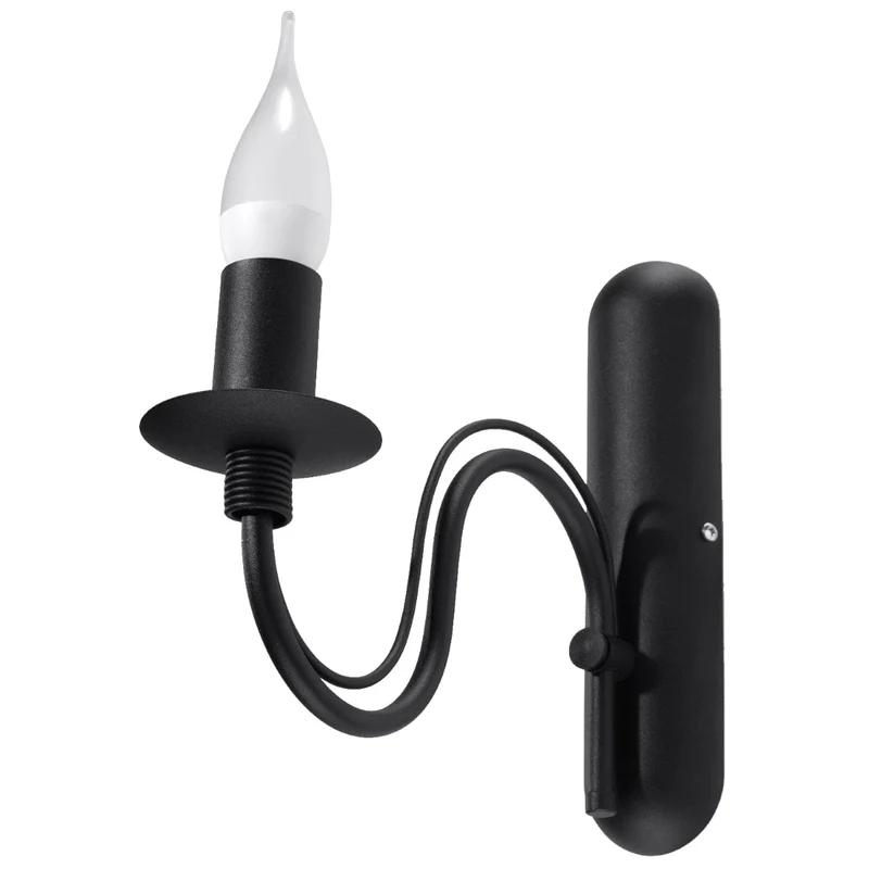 Minerwa - Väggljusstake - Svart Finish - Glamour Design - Pulverlackerad Stål - E14 Lampa Kompatibel - Hållbar & Elegant
